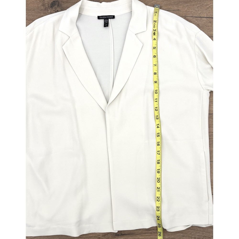 Eileen Fisher Textured Crepe Notch Collar Jacket‎ Size Medium Ivory Lyocell Boxy - Picture 6 of 10